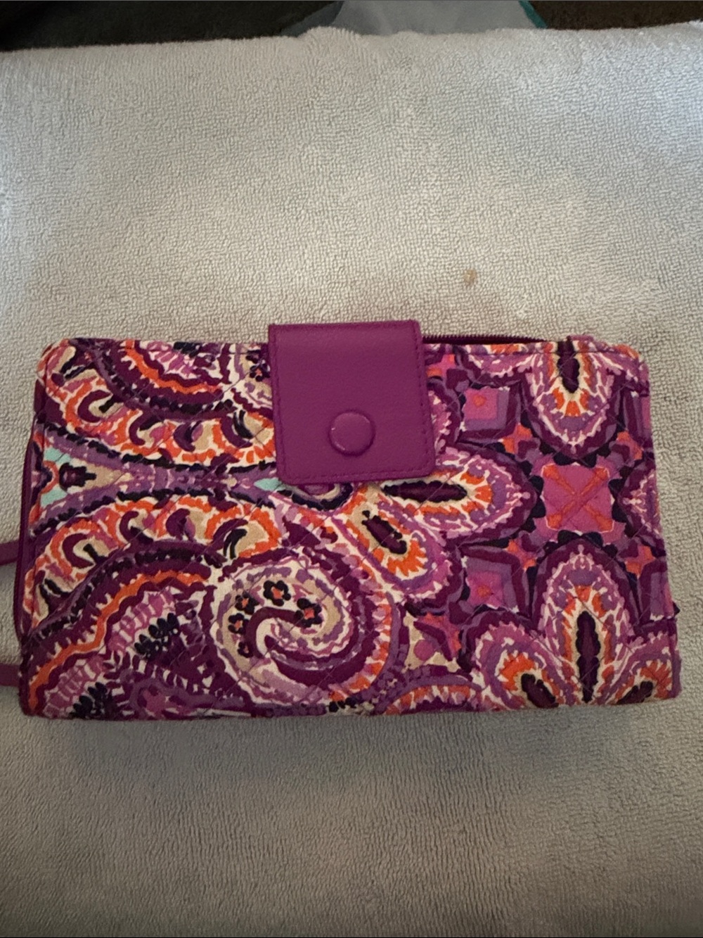 Vera Bradley Purple Paisley Quilted Wristlet Wallet